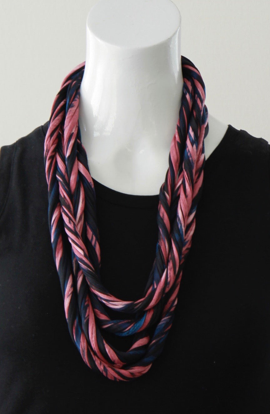 Rose Pink Infinity Scarf Necklace