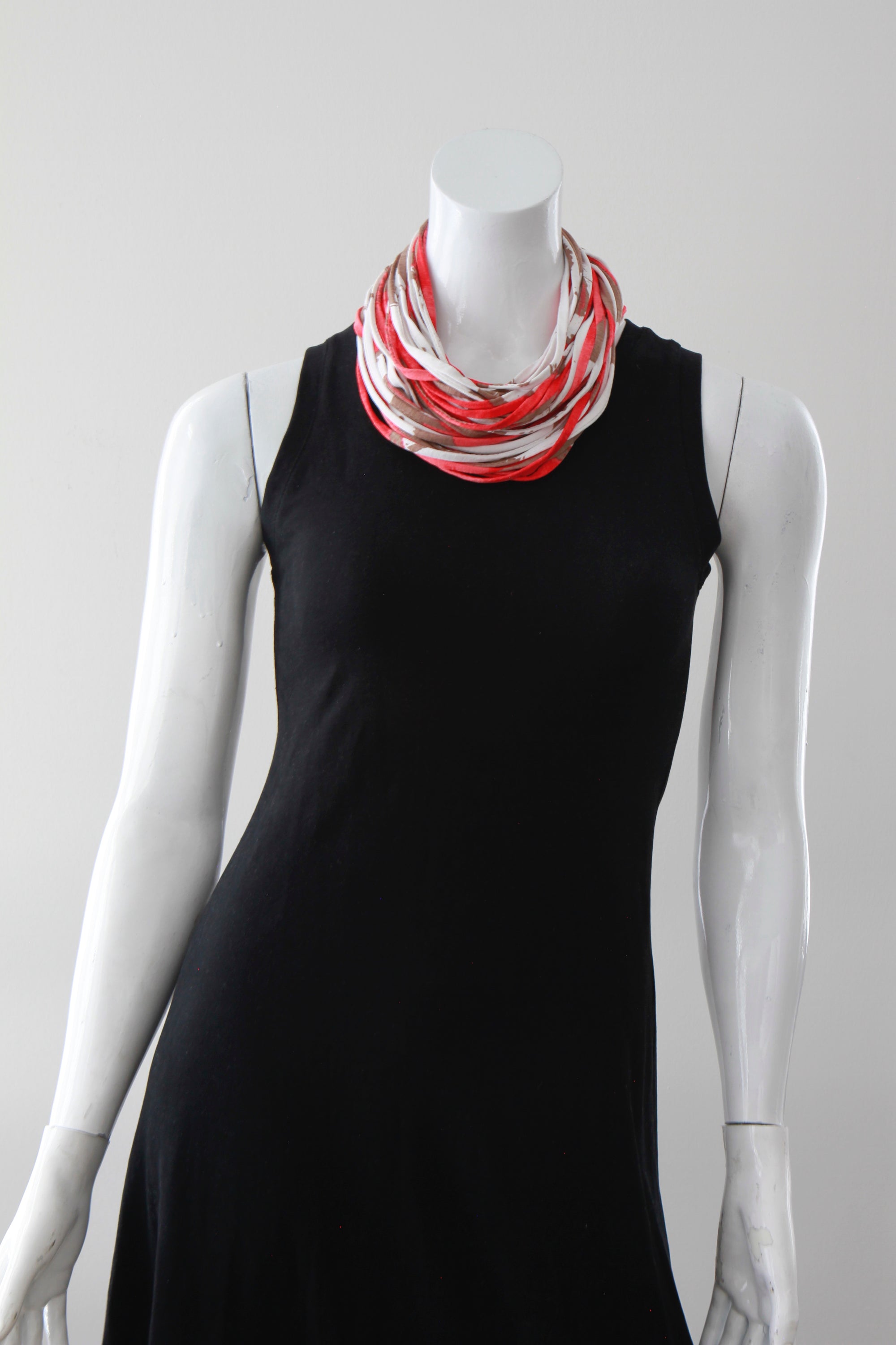 Living Coral Infinity Scarf, Statement Necklace