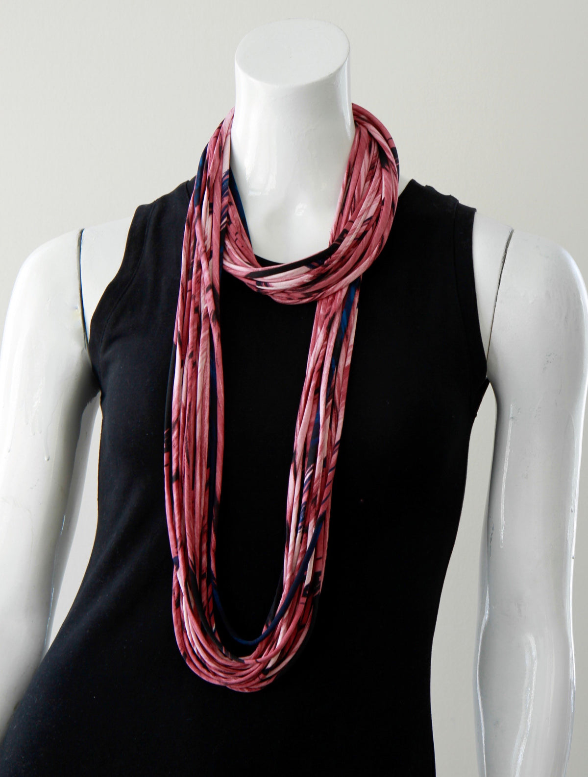 Rose Pink Infinity Scarf Necklace