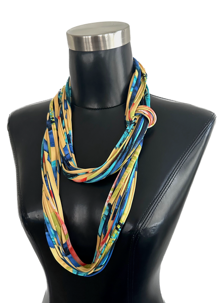 Blue and Yellow Scarf Necklace 'Fleur'
