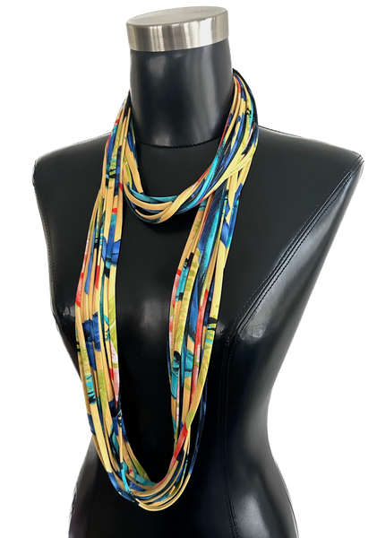 Blue and Yellow Scarf Necklace 'Fleur'