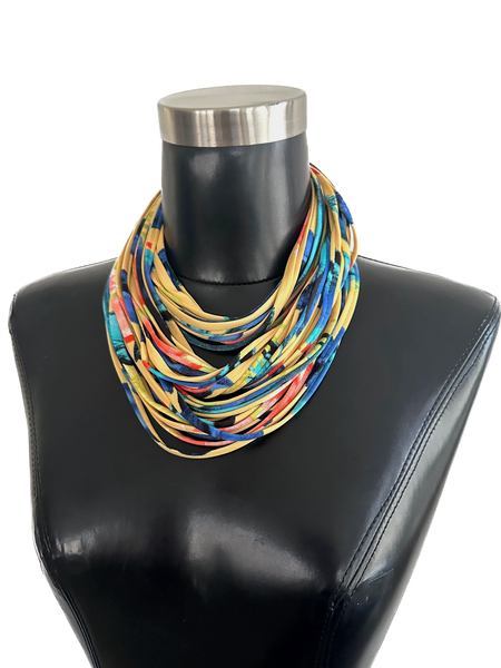 Blue and Yellow Scarf Necklace 'Fleur'