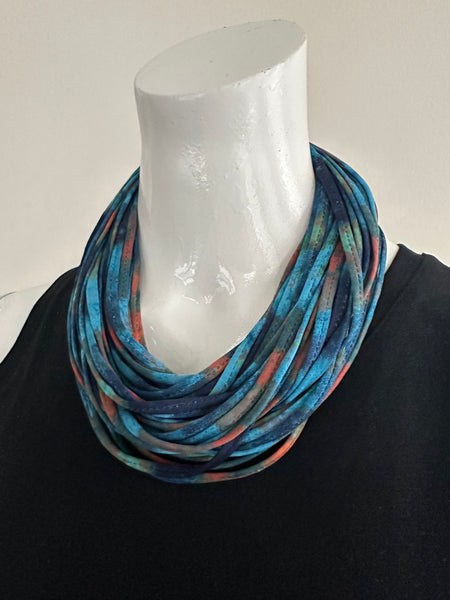 Infinity Scarf in Teal Blue and Orange 'Bondi Blue'