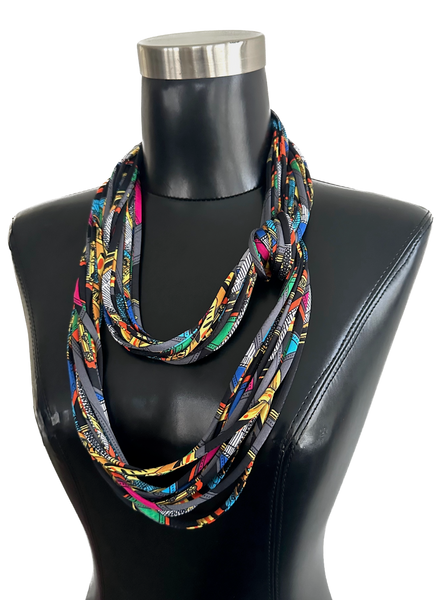 Bright Scarf Necklace in Graphic Print
