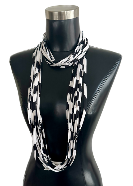 Black and White Scarf Necklace  'Safari'