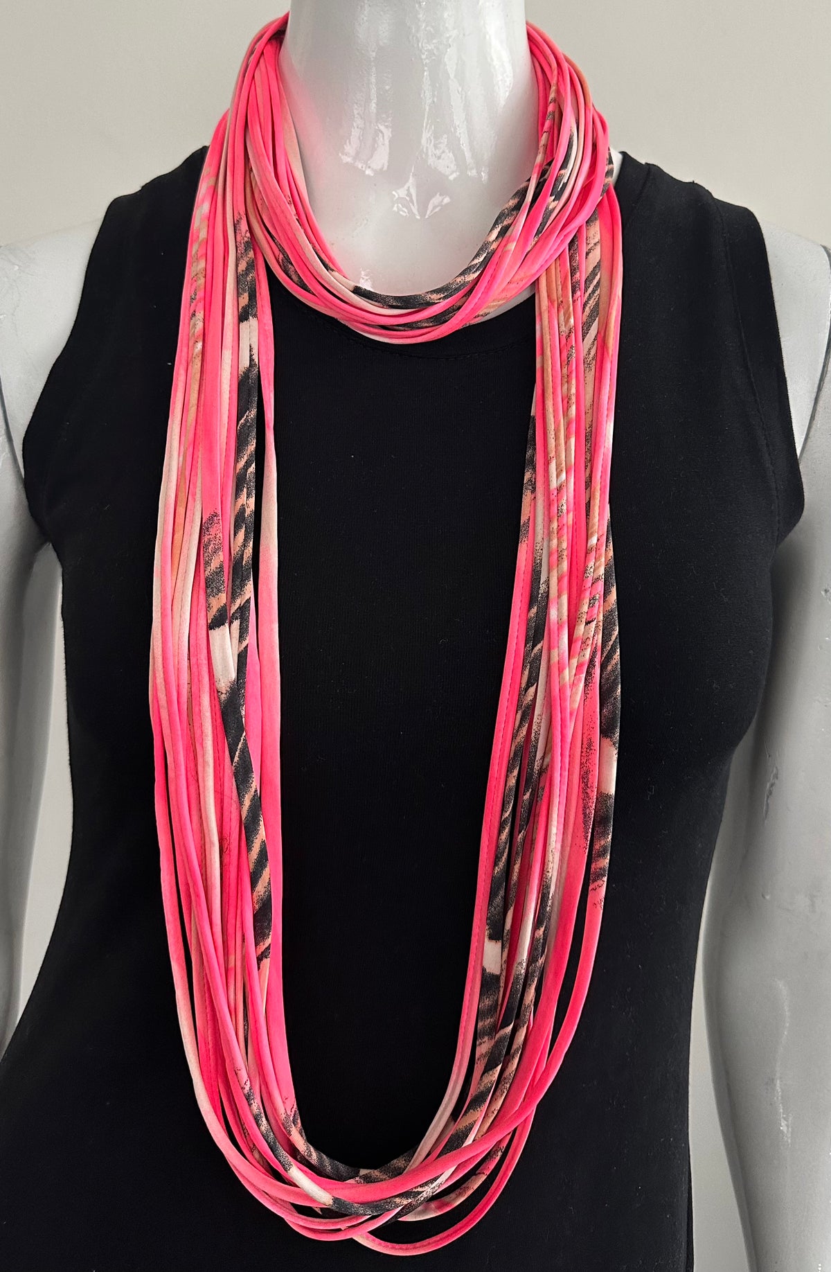 Infinity Scarf Necklace in Bright Pink &#39;Melon&#39;
