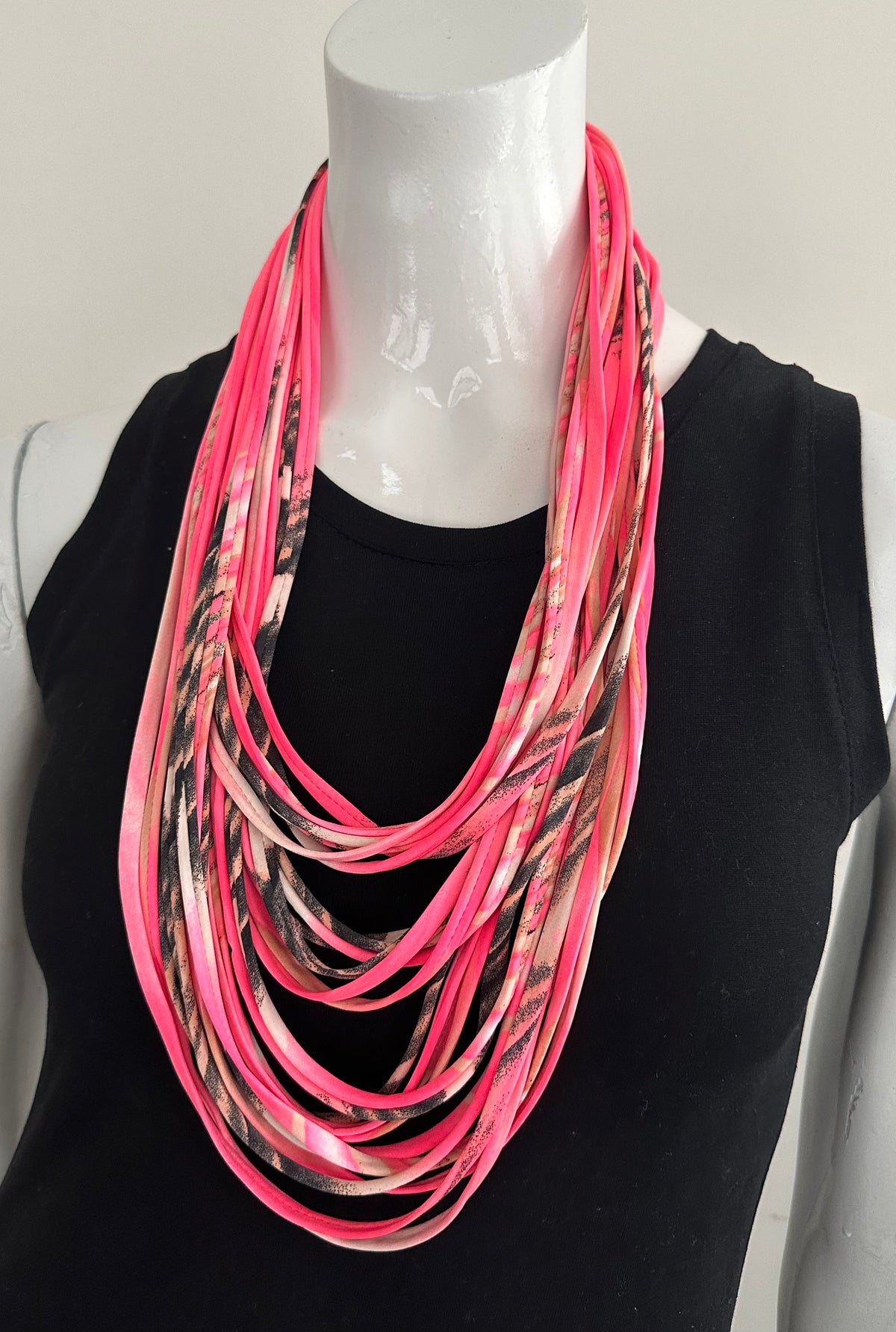 Infinity Scarf Necklace in Bright Pink &#39;Melon&#39;