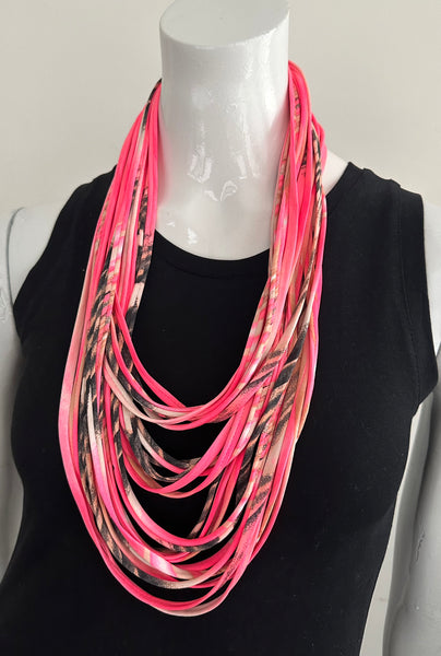 Infinity Scarf Necklace in Bright Pink 'Melon'
