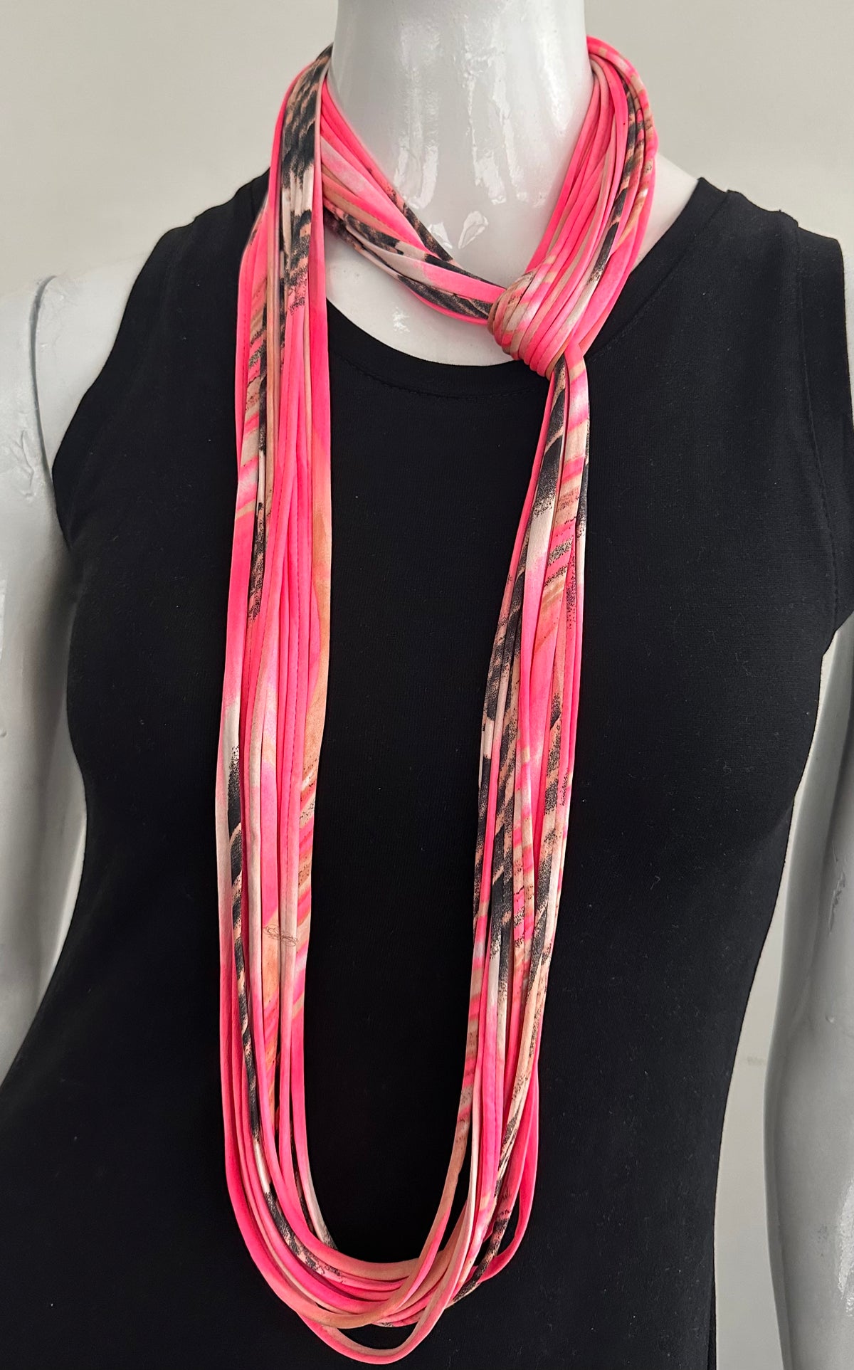 Infinity Scarf Necklace in Bright Pink &#39;Melon&#39;