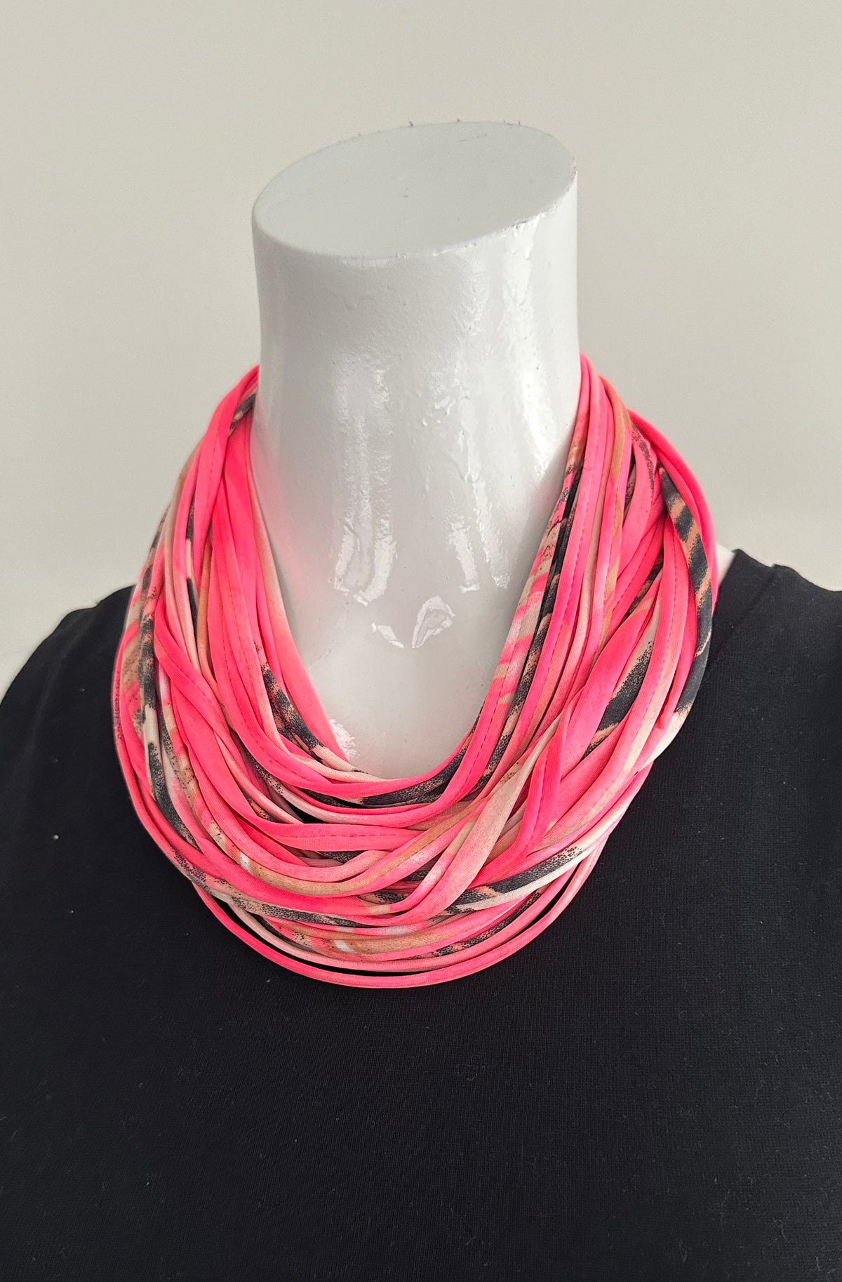 Infinity Scarf Necklace in Bright Pink &#39;Melon&#39;