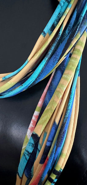 Blue and Yellow Scarf Necklace 'Fleur'