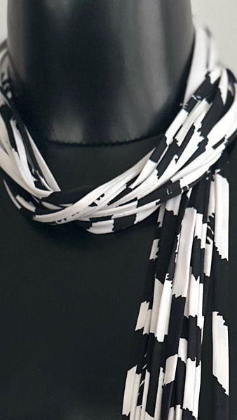 Black and White Scarf Necklace  'Safari'