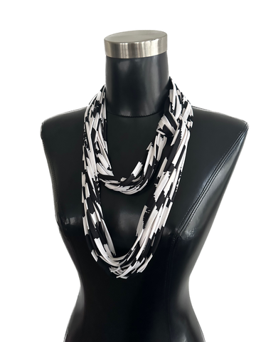Black and White Scarf Necklace  'Safari'