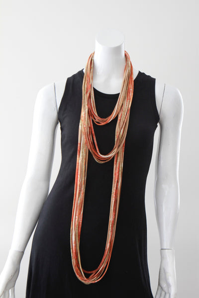 Orange and Tan Infinity Scarf Necklace 'Blurred Lines'