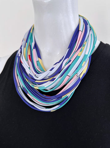 Blue Colorblock Scarf Necklace 'Sky'