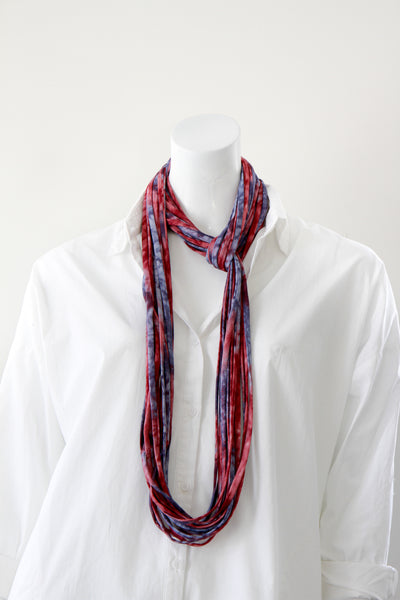 Infinity Scarf Necklace in Red and Indigo Blue 'Starburst'