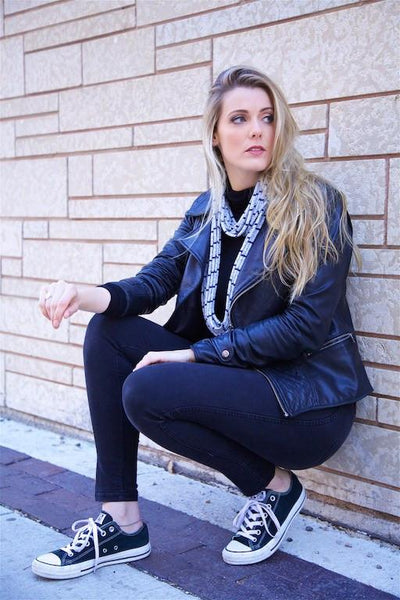 Navy Blue and Heather Grey Scarf