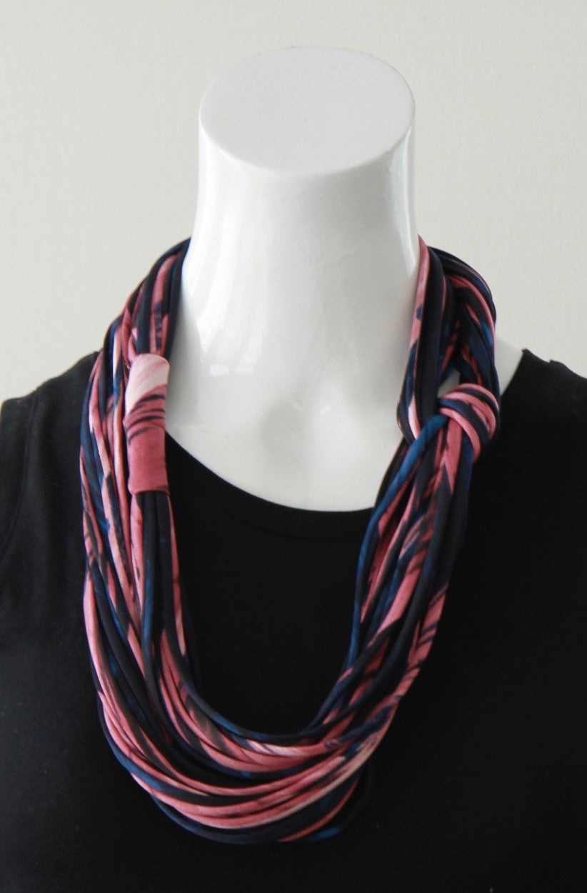 Rose Pink Infinity Scarf Necklace