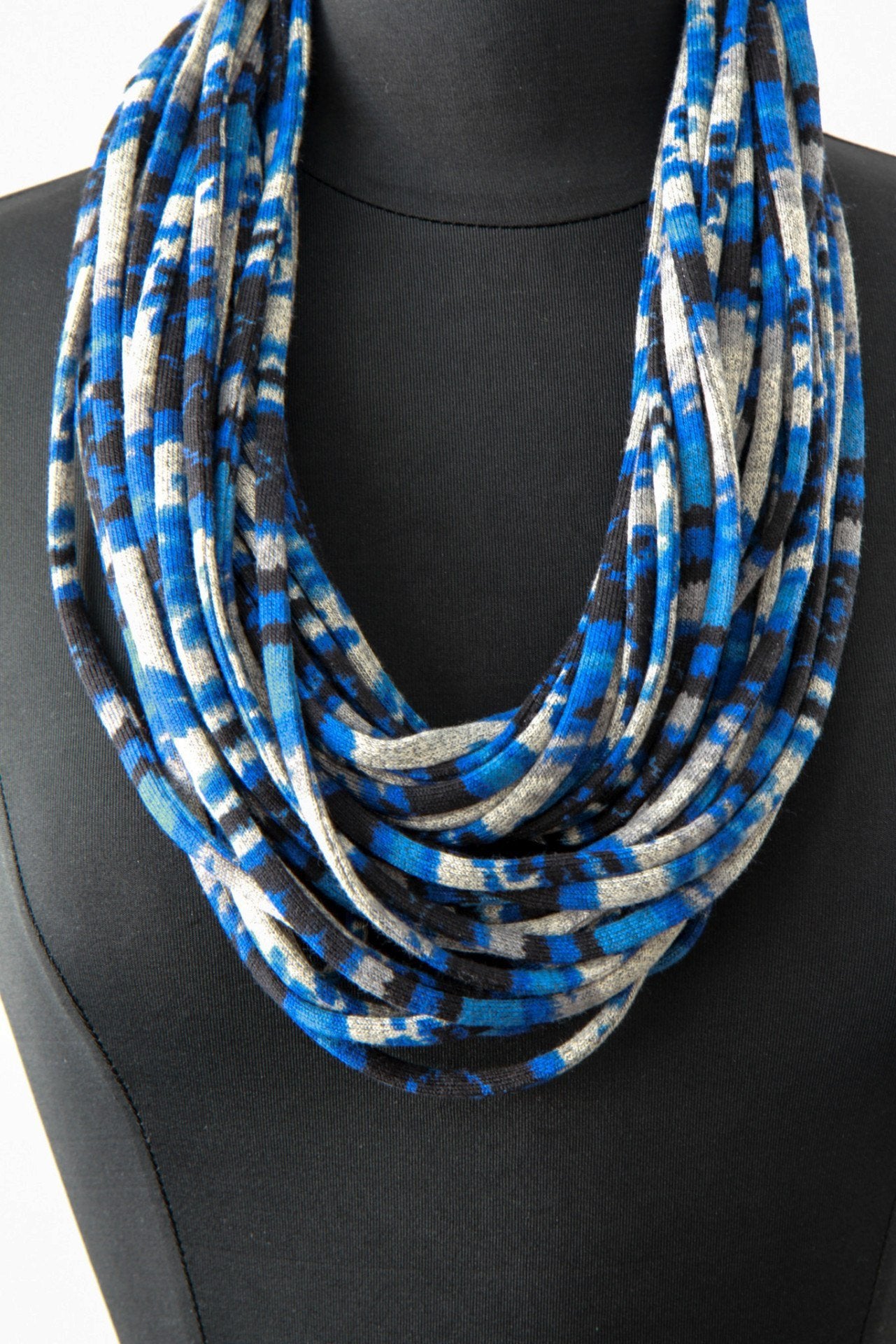 Dark Blue and Grey Graphic Print Infinity Scarf for Men or Women. Made in Canada