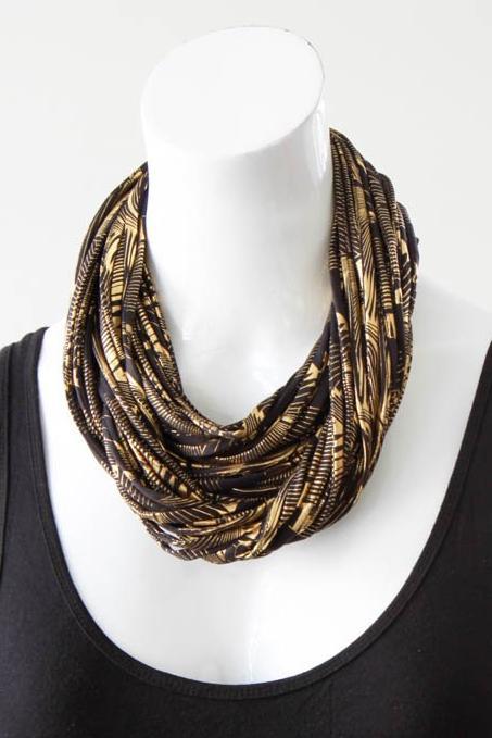 Infinity Scarf in Black and Gold &#39;Gold Leaf&#39;