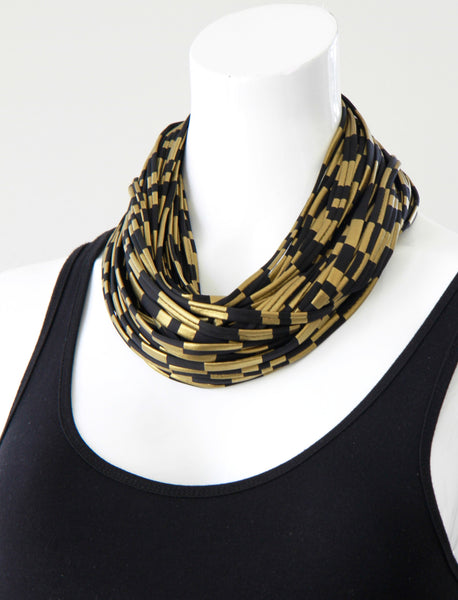 Gold and Black Infinity Scarf "Pot of Gold'