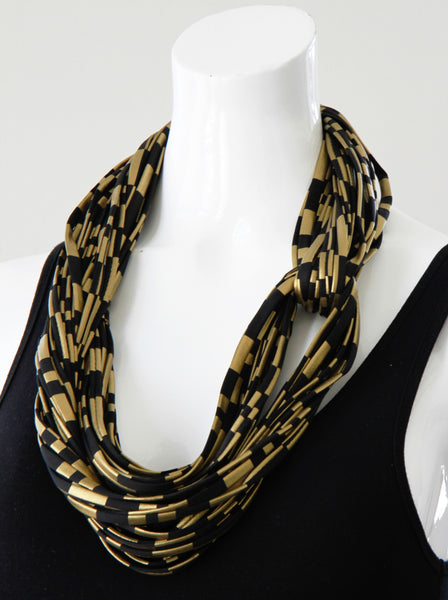 Gold and Black Infinity Scarf "Pot of Gold'