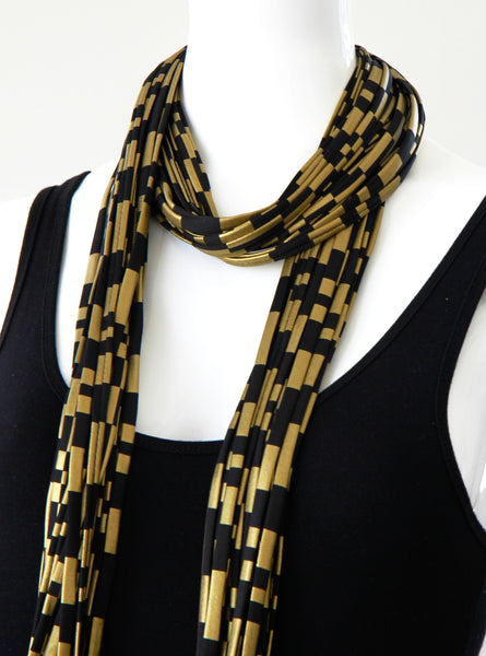 Gold and Black Infinity Scarf "Pot of Gold'