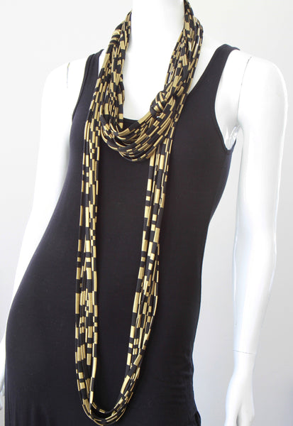 Gold and Black Infinity Scarf "Pot of Gold'