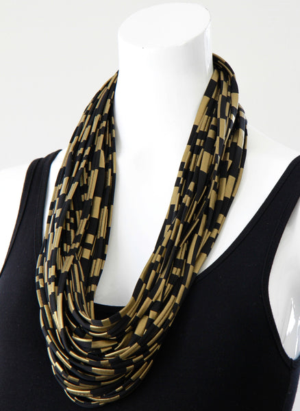 Gold and Black Infinity Scarf "Pot of Gold'