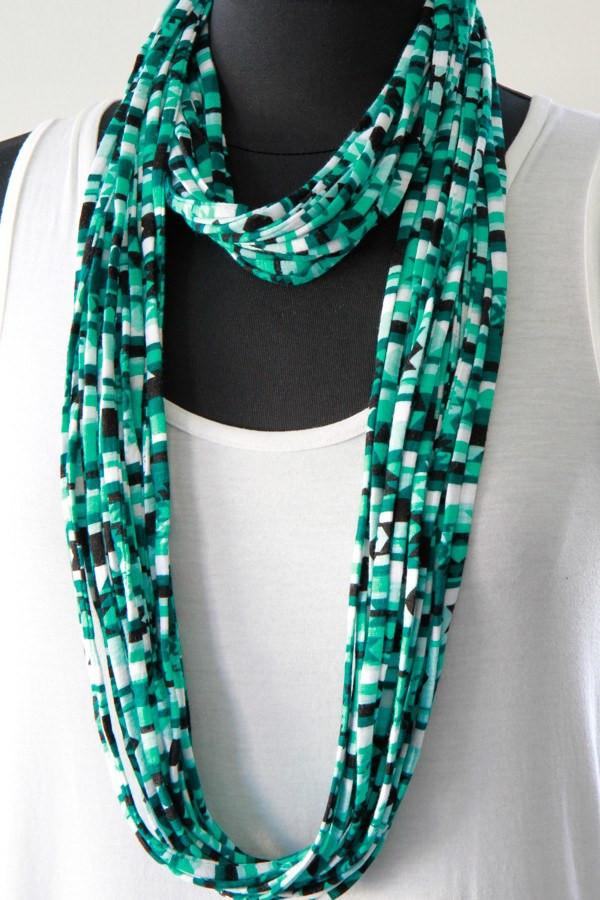 Teal Ikat Print Handmade Infinity Scarf 