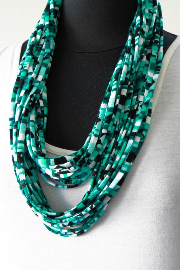 Teal Ikat Print Infinity Circle Scarf 