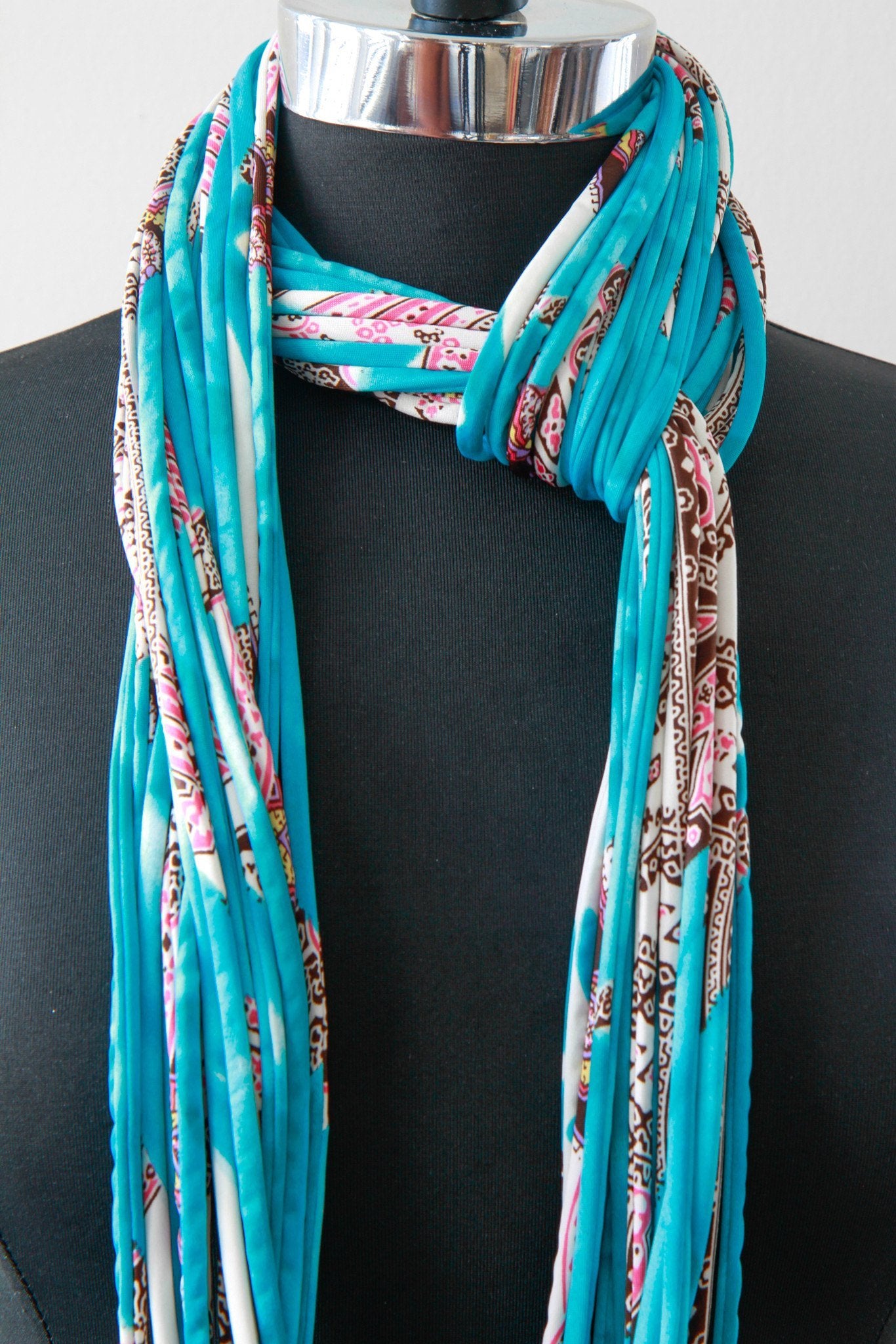 Bohemian Print Turquoise Infinity Scarf for Women