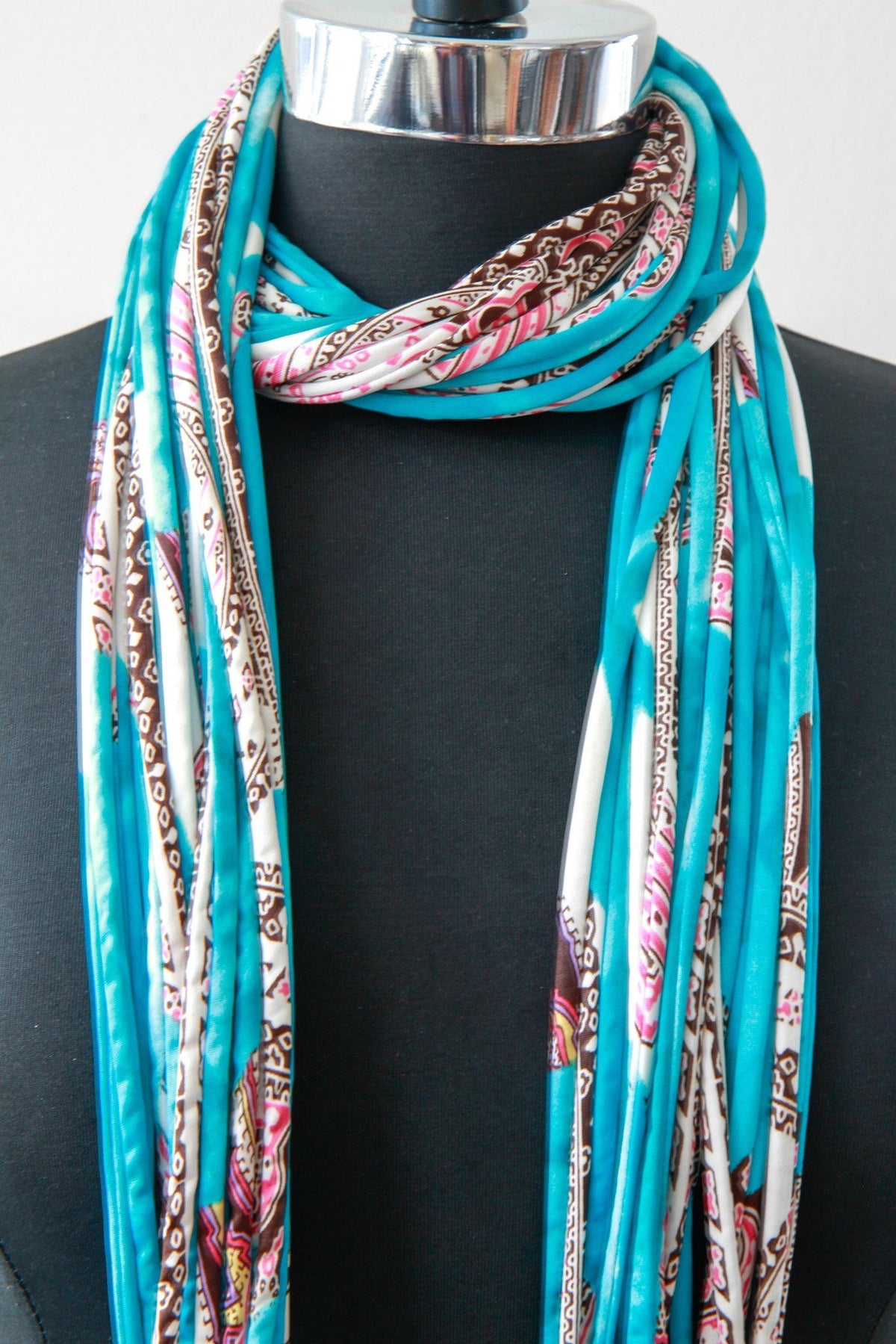 Bohemian Print Turquoise Infinity Scarf for Women