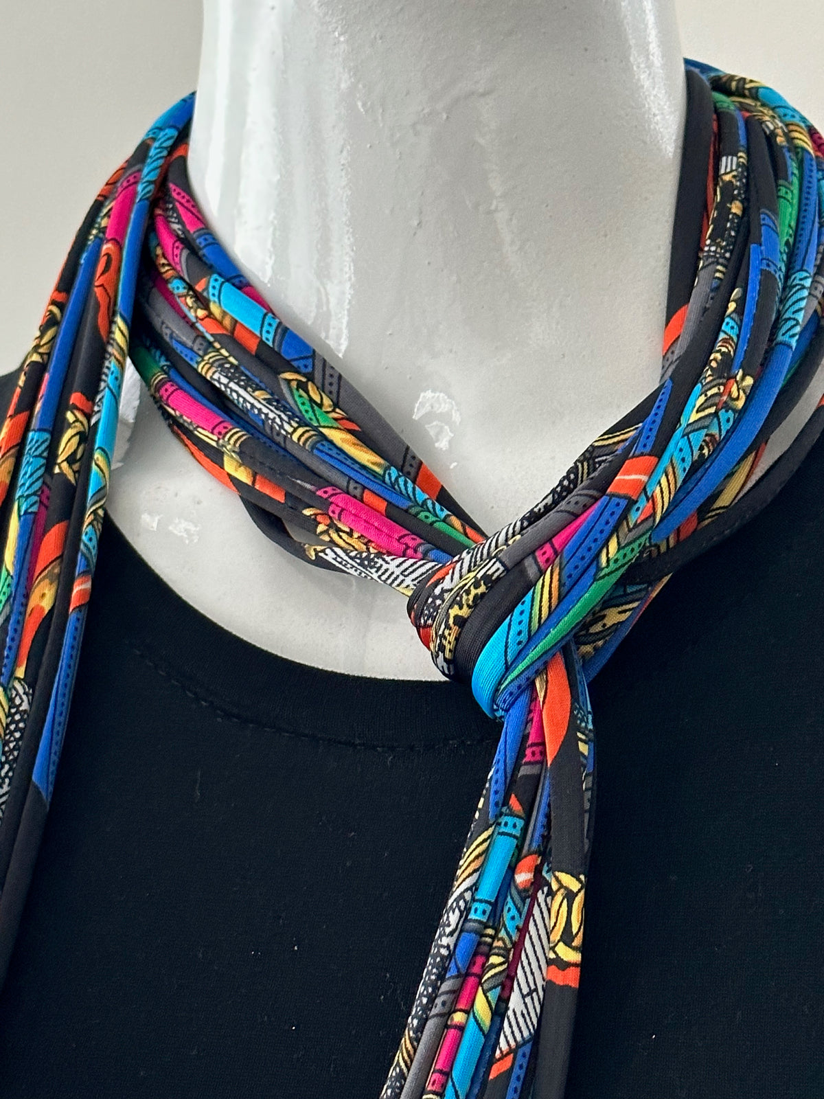 Blue Multi-Color Infinity Scarf Necklace &#39;Kaleidoscope&#39;