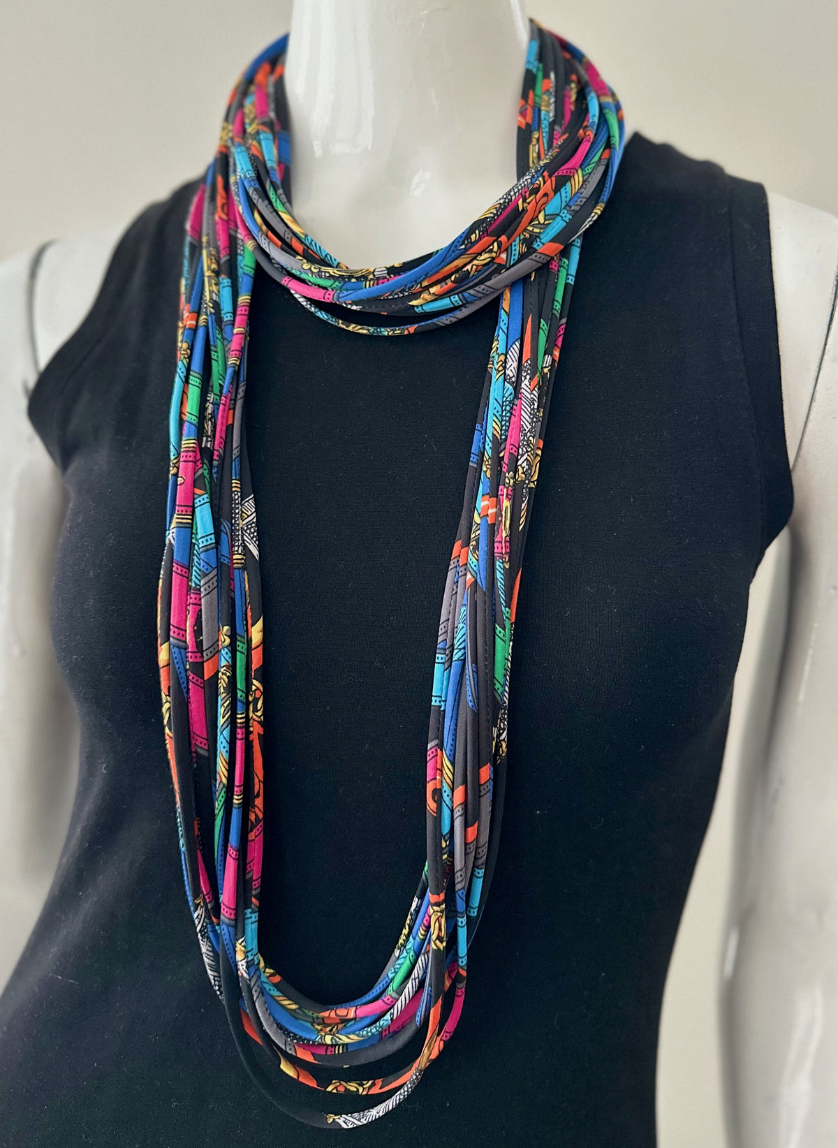 Blue Multi-Color Infinity Scarf Necklace &#39;Kaleidoscope&#39;