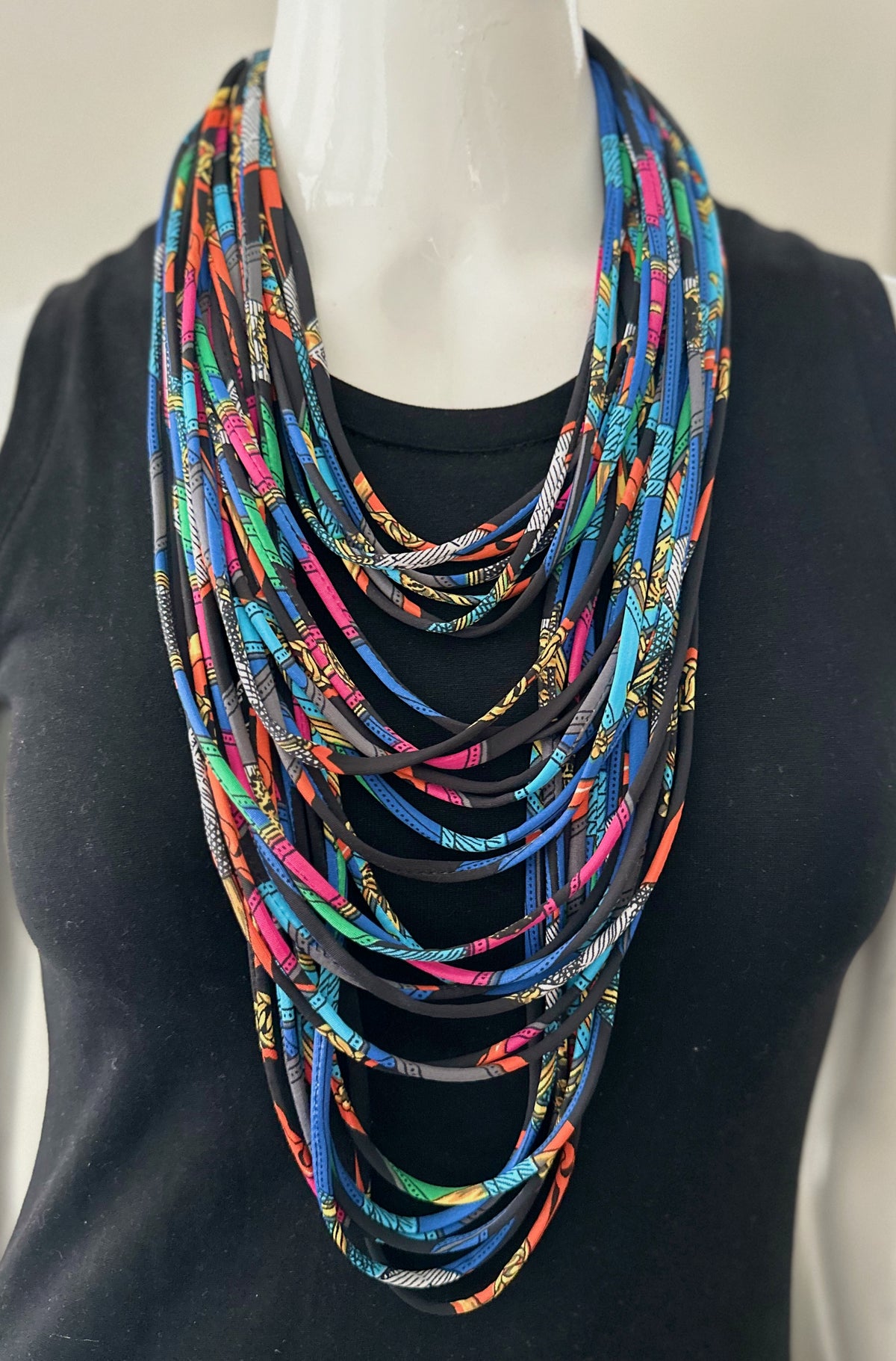 Blue Multi-Color Infinity Scarf Necklace &#39;Kaleidoscope&#39;