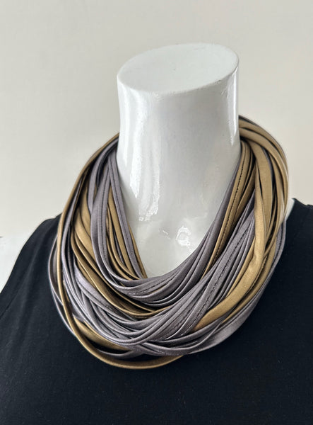 Gold and Silver Leather Necklace 'Mixed Metals'