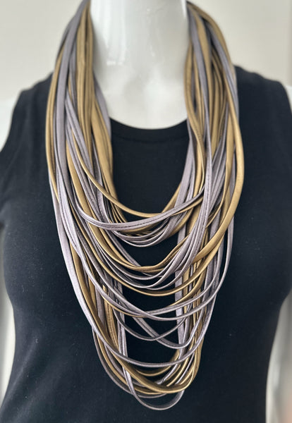 Gold and Silver Leather Necklace 'Mixed Metals'