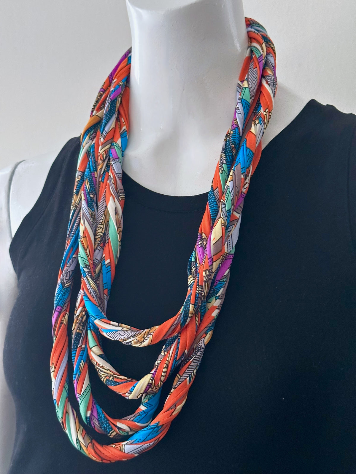 Orange Multi-Color Infinity Scarf of Necklace &#39;Kaleidoscope&#39;