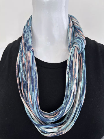 Indigo Blue and Pink Scarf Necklace 'Chambray'
