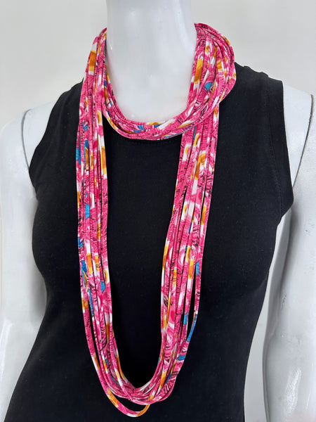 Pink and Yellow Scarf or Necklace ' Peacock'