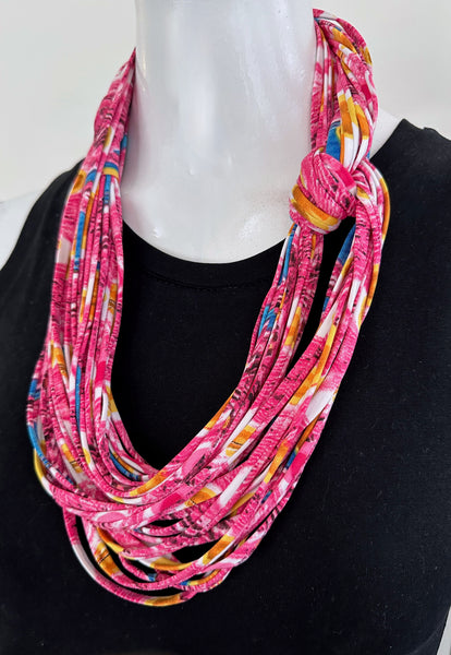 Pink and Yellow Scarf or Necklace ' Peacock'