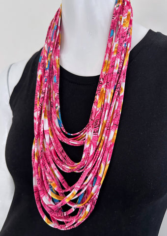 Pink and Yellow Scarf or Necklace ' Peacock'