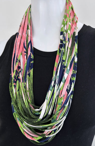 Green, Blue, and Pink Infinity Scarf 'Evergreen'