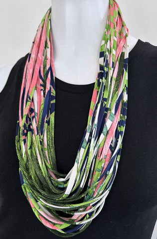 Green, Blue, and Pink Infinity Scarf 'Evergreen'