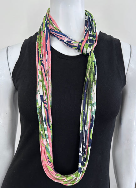 Green, Blue, and Pink Infinity Scarf 'Evergreen'