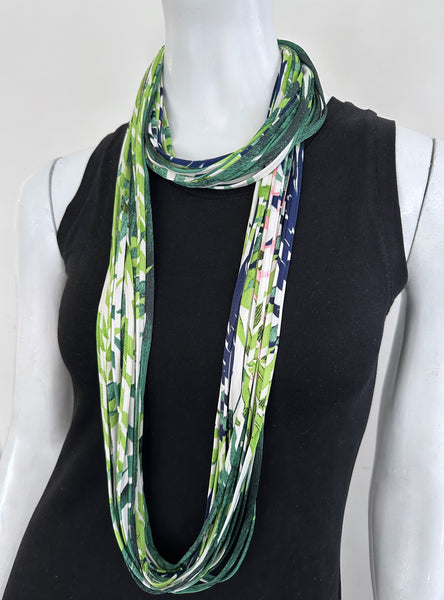 Green, Blue, and Pink Infinity Scarf 'Evergreen'