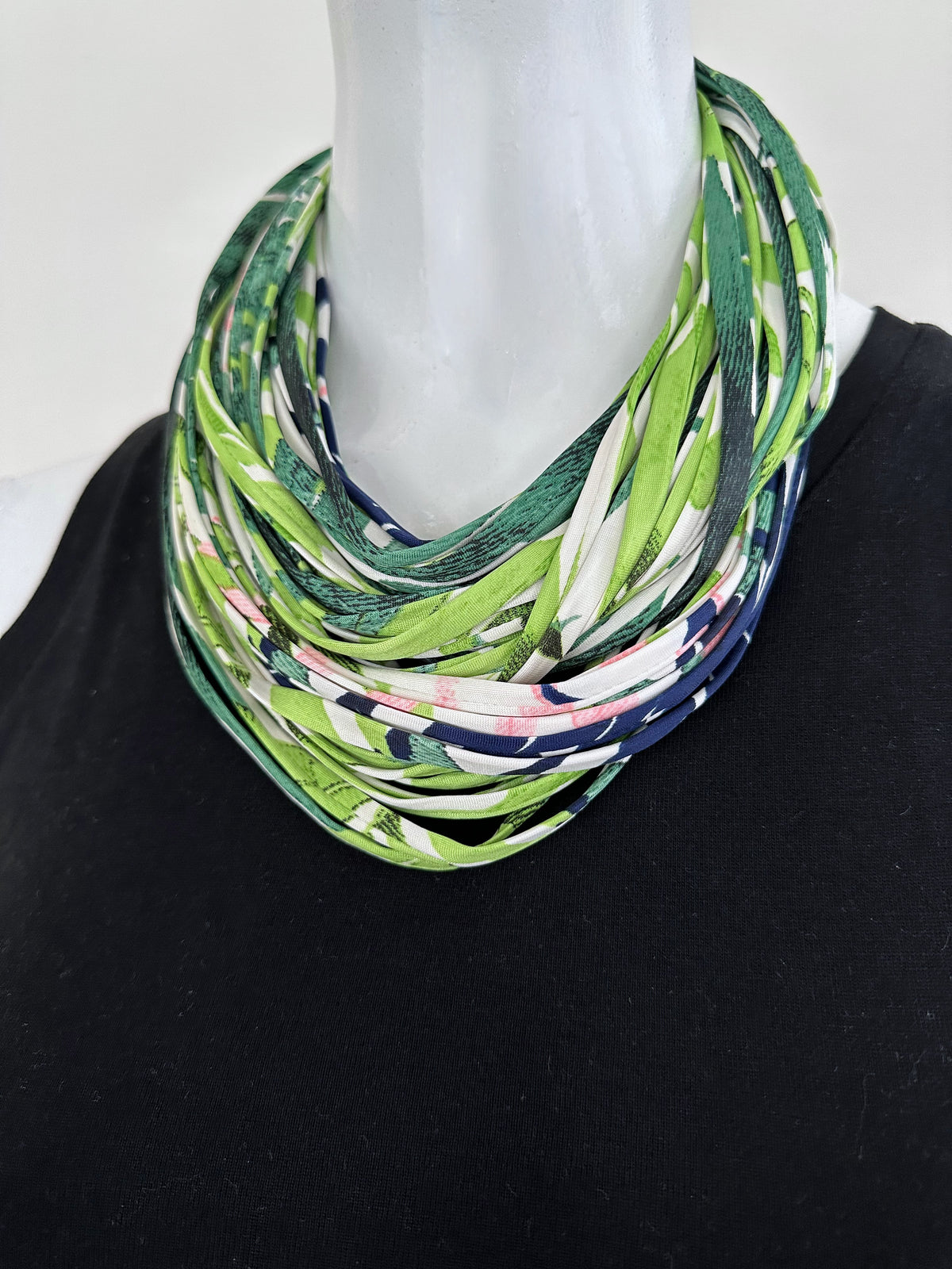 Green, Blue, and Pink Infinity Scarf &#39;Evergreen&#39;