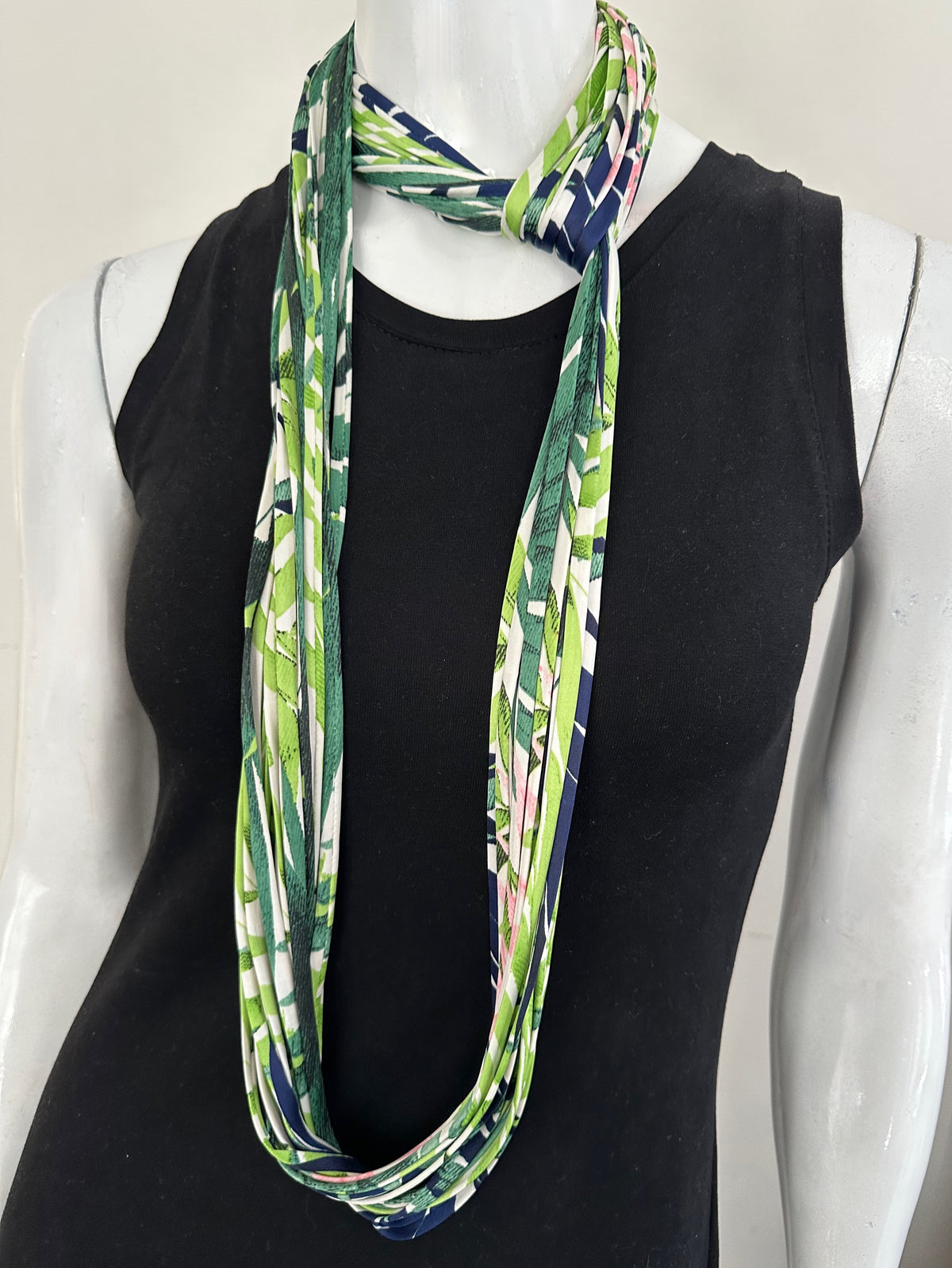 Green, Blue, and Pink Infinity Scarf &#39;Evergreen&#39;