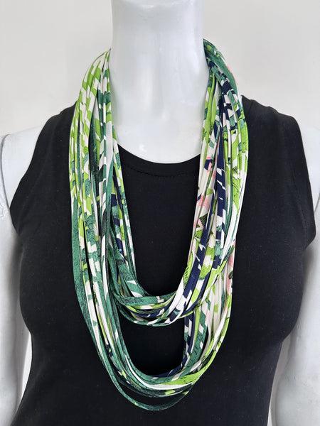 Green, Blue, and Pink Infinity Scarf 'Evergreen'